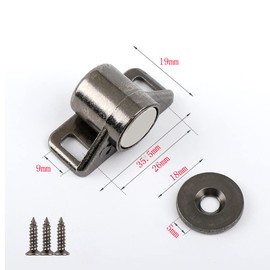 Huyfoig 6PCS Retro Magnetic Cabinet Door Catch, Zinc Alloy Magnet Cabinet Latch Door Magnetic Catches for Kitchen Cupboard Closet Door Magnets for Closure, Gun Black