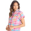 WS-SS24 Ladies Checked Pyjamas Short Sleeved Shirt & Shorts Set
