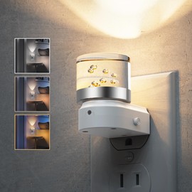 L LOHAS LED Night Lights Plug into Wall, 2 Pack 3000K/4000k/5000K Adjustable Color Temperature Bubble Night Light, Dusk to Dawn Sensor for Hallway, Bathroom, Rooms