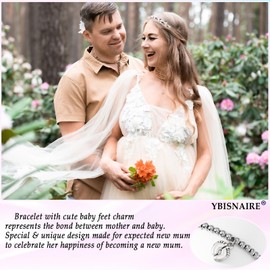 YBISNAIRE Mum to Be Gifts, First Time New Mum Gifts for Expecting Mummy Little Baby Feet Charm Bracelet for Women New Mother Mummy Maternity Presents Baby Shower 1st Mothers Day