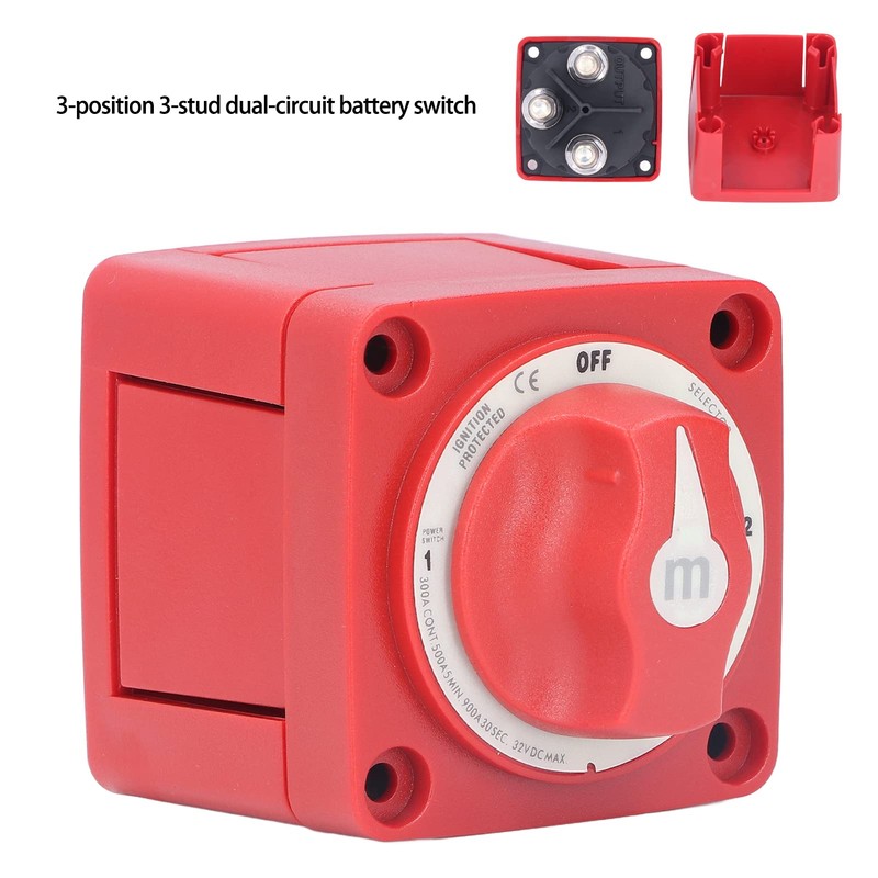 Cunyuer 300A Battery Disconnect Switch, 3 Position Dual Battery Switch,