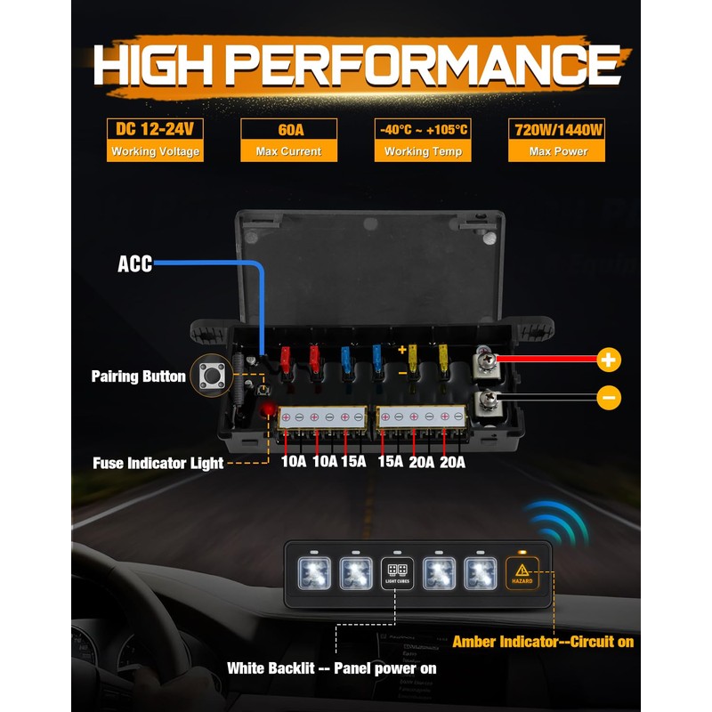 6 Gang Wireless Switch Panel, Niking Auto Multifunction Remote Control