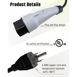 Quwfesudy Charging Power Cord Assembly Fits for MadJax XSeries Storm Models 2023-Up Golf Carts, Fits for Star Sirius Capella 110V Classic Denago EV Rover XL Nomad XL, Replace 2CR910, 07-014, 16.4FT