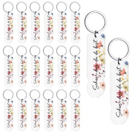 Hestya Pack of 20 Acrylic Shopping Trolley Token Keyrings "Schön, dass du da bist" - Ideal as a Guest Gift for Weddings, Christenings, Christmas, Birthdays, Confirm