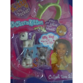 MEG PLAY ALONG RARE VERSION KITTY IN MY POCKET MINIATURE KITTEN / CATS CHARMS ON BRACELET WOW !