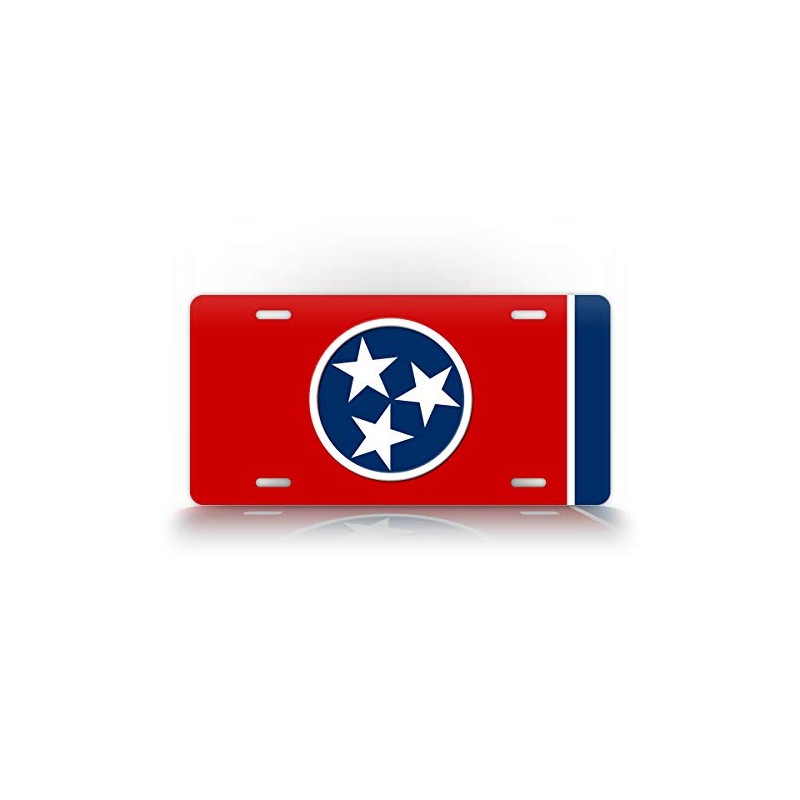 Tennessee State Flag Plain Metal License Plate TN Tri Star