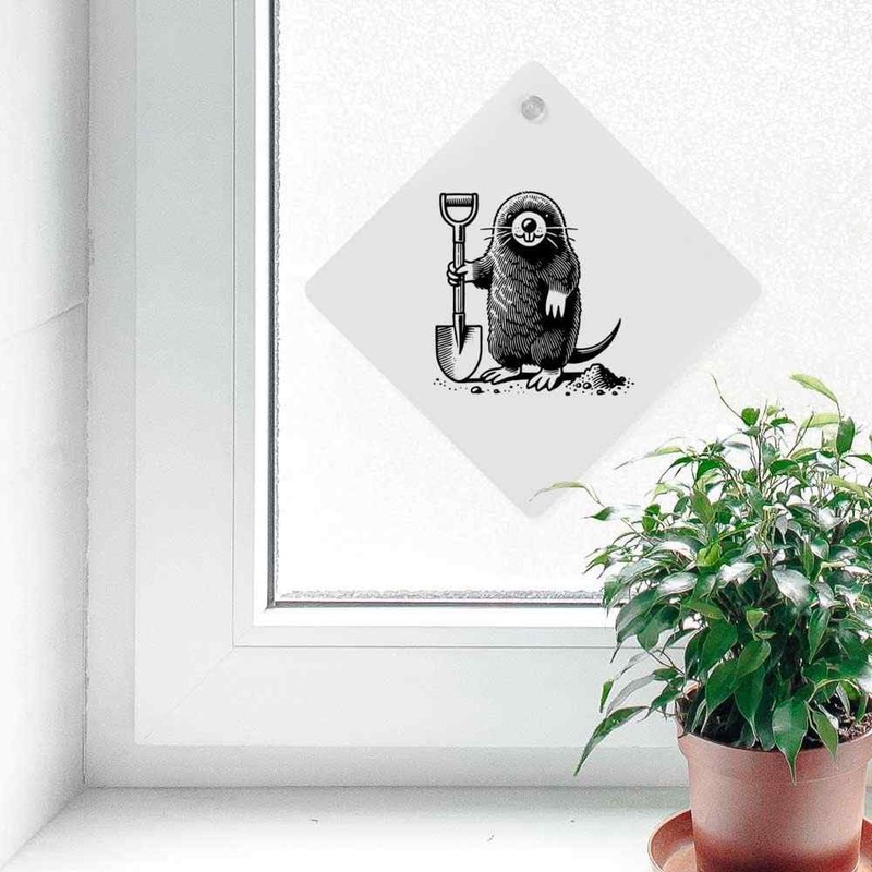 'Mole Digging With Shovel' Suction Cup Car Window Sign (CG00028252)