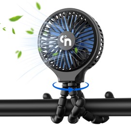 Ddrihlees Portable Stroller Fan, Battery Operated Clip on Fan, 3 Speed 360°Rotate Baby Car Seat Fan, USB Rechargeable Handheld Cooling Fan for Crib Treadmill Travel