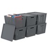Qskely 6-Pack Large Plastic Storage Baskets with Lid, Gray