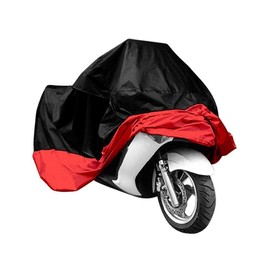 BININBOX Motorcycle Cover Waterproof Motorbike Cover Anti Dust Rain UV Indoor Outdoor Protective Cover Extra Large Size (Black+Red, XXXL=295 * 110 * 140cm)