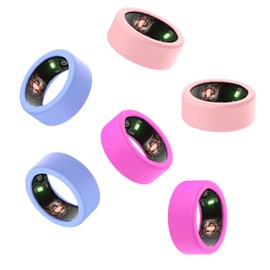Silicone Ring Case for Oura Ring Gen3, Protective Cover - Elastic, Fits Size 6-13 (Pink, Blue, Rose Red 6 Pcs)