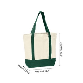sourcing map Canvas Tote Bag,1Pcs 16" x 14" x 4" Reusable Canvas Bag Tote Bag with an External Pocket, Stylish Canvas Tote Bags - Multipurpose Canvas Shopping Bag (Dark Green)