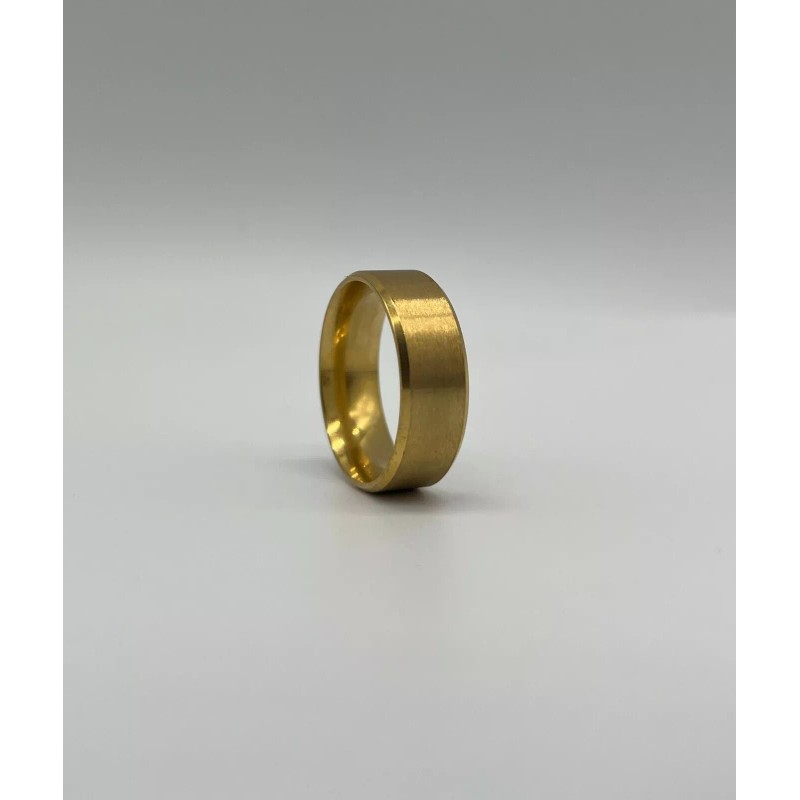 Trendy Beveled Solid Ring Stainless Steel IP Gold Minimalist Men