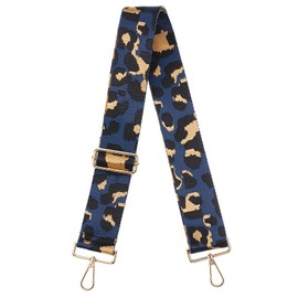 uxcell Purse Strap Replacement, 31-51inch Adjustable Polyester Leopard 2inch Wide Crossbody Shoulder Strap for Handbag Guitar(Dark Blue, Gold Buckle)