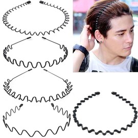 5Pcs Unisex Wavy Headband Metal Hair Band for Men Women's Hair Hoop Clips, MH MOIHSING Elastic Non Slip Wide Headbands Ordinary Headwear Bandeau Hair Accessories for Women and Men