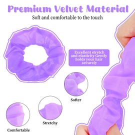 Giantree 4 Pcs Orange Scrunchie for hair 80s, Elastics Neon Orange Scrunchie Bulk Large Scrunchies Solid Neon Thick Hair Ties for Women Girls(Purple)