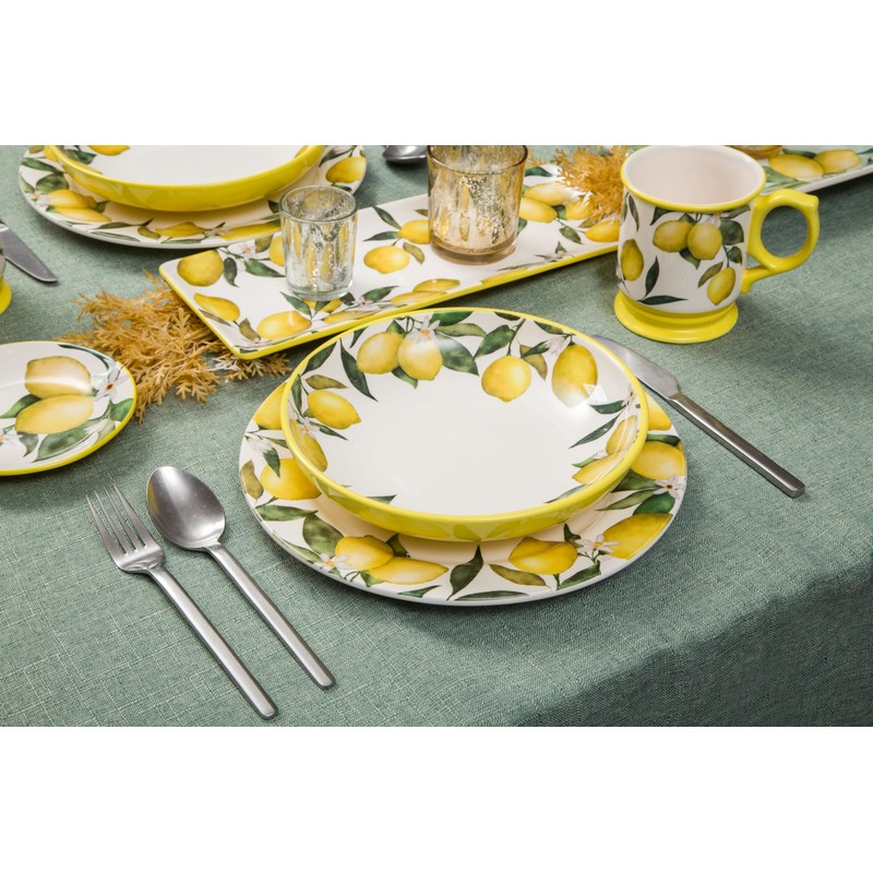 Bico Lemon Dreams 11 inch Dinner Plates, Set of 4,