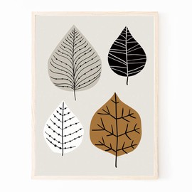 Poster Art Poster A4 Scandinavian Trees Flowers Plants Stylish Interior Frameless Leaves (A4 Size (Poster Only)) 033