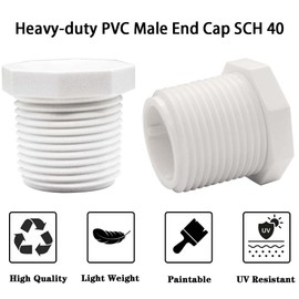 YSIL 3/4” PVC Cap 10Pcs Male Threaded NPT Plug,PVC Pipe End Cap Coupling Adapter PVC Pipe Fittings for Pluming Water Line