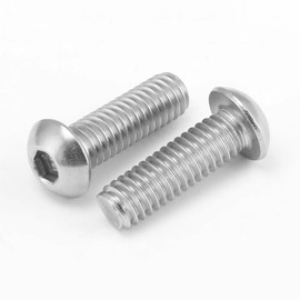 Tornillos M5, tornillo y tornillo de cabeza de botón M5 x 12 mm, tornillos de acero inoxidable, accionamiento hexagonal Allen, rosca completa, acabado brillante, rosca gruesa, 75 piezas