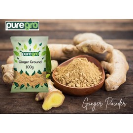 Puregro Ginger Powder 100g | PACK OF 1 | Ground Ginger | Jengibre en Polvo | Gently Dried & Ground | No Additives | Ideal for Cooking and Tea.