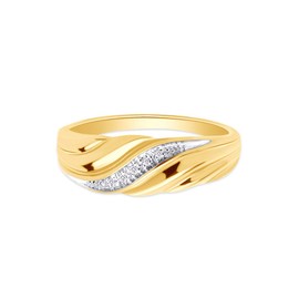 AFFY 1/20 CT.t.w Round Cut Natural Diamond Bypass Design Men's Wedding Anniversary Band Ring In 14k Yellow Gold Over Sterling Silver (I-J Color, I2-I3 Clarity, 0.05 Cttw) Ring Size-12
