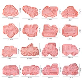 16 Pieces of Transportation Theme Molds, Creative Cartoon Molds, Fun Cookie Molds, Baking Tools, Kitchen Utensils