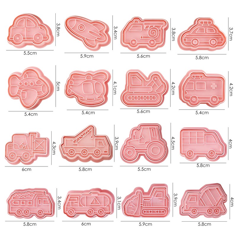 16 Pieces of Transportation Theme Molds, Creative Cartoon Molds, Fun