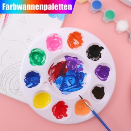 Vabrloy Pack of 24 Mixing Palette, 15.8 cm Round Painting Palette, Acrylic Paints with 11 Mixing Areas, Reusable Mixing Palette, Children, Palette for Acrylic Paints, Art, Painting (White)