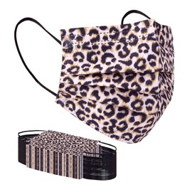 Borje Disposable Face Masks with Designs Cute Face Mask 3 Ply Cheetah Print 50 Pcs