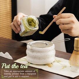 SiBeiXiuMatcha Mixer Set, 7 Matcha Sets, Japanese Matcha Set, Matcha Tea Set for Making Breakfast/Matcha Latte, Matcha Mixer and Bowl and All Accessories, Matcha Lovers/Friends/Family
