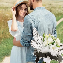 BEISHIDA 40 PCS Black Butterfly Floral Wrapping Paper Flower Bouquet Wrapping Paper Waterproof Clear Floral Wraps Craft Wrapping Paper for Florist Supplies Wedding Graduation, 20 Sets-20 x 22in