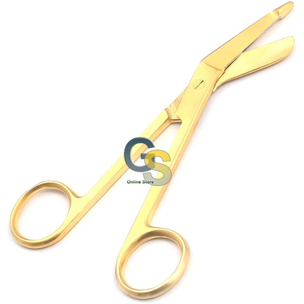 G.S Gold Plated Bandage Scissor, 4.5 INCH, 1.35 Ounce