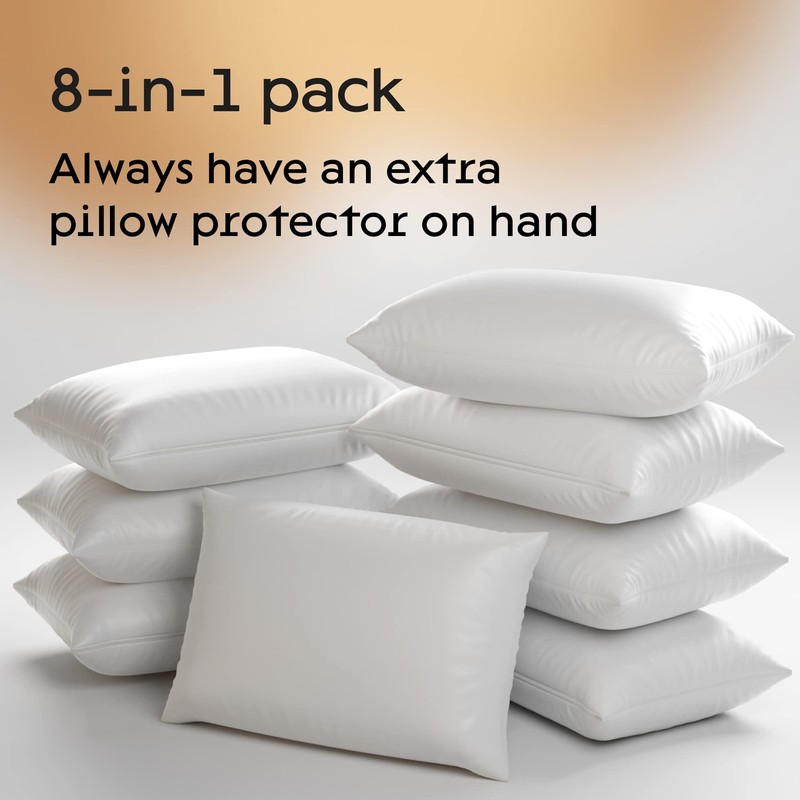 Niagara 2 Pack Queen Pillow Protectors with Zipper, Premium Cotton