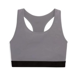 TomboyX Racerback Compression Bra Wireless Medium Support Top Smooth Flatlock Seams Full Coverage Athletic Bra -Small/Ultimate Gray