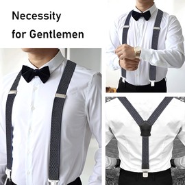 Pejoye Braces for Men Wide 4 cm Y-Shaped with Extra Strong Metal Clips Durable Elastic Adjustable One Size for Men and Women, 3 clips dark grey