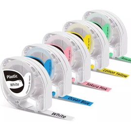 Phomemo P12 Bluetooth Printer Thermal Transfer Label Maker Sticker Machine - 5PK Black on Colors Plastic Label