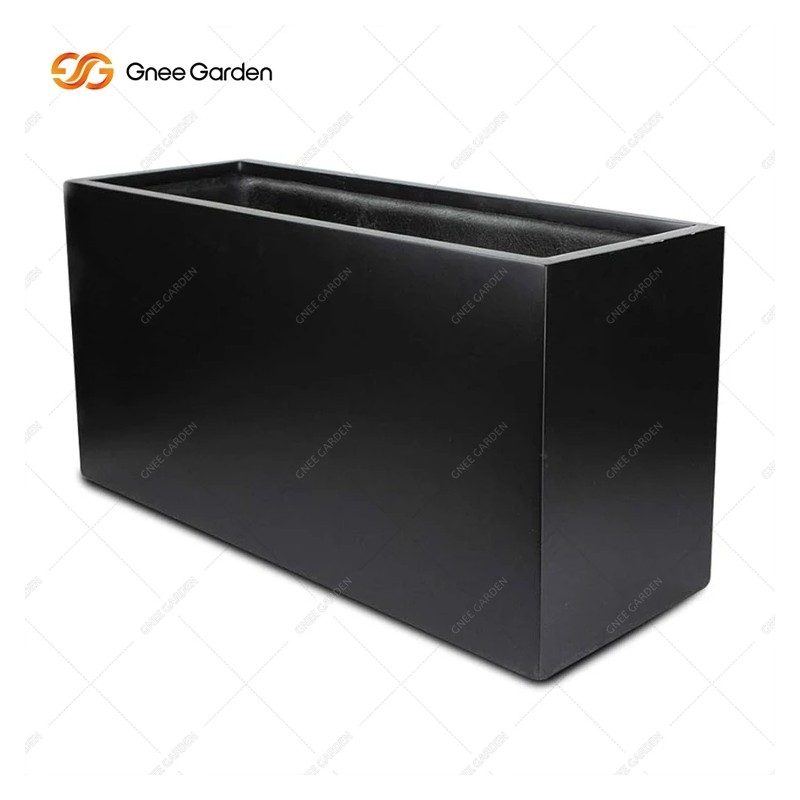 Large Rectangular Black Galvanized Steel Planter Boxes Outdoor Garden Flower