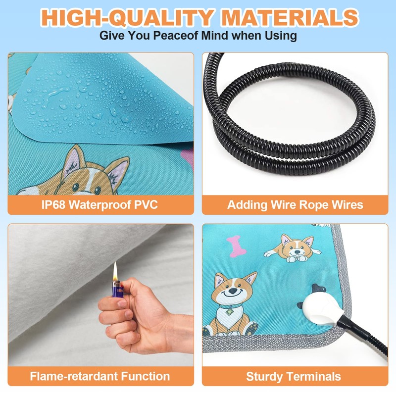 Large Pet Heating Pad (30x47in) Temperature Adjustable Dog Cat Heating