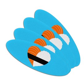 Japanese Salmon Sushi and Rice Heart Double-Sided Oval Nail File Emery Board Set 4 Pack