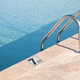 Joyfulmap - Marcadores de profundidad de piscina de 7 pies, paquete de 3 pegatinas de vinilo para piscina de 6 x 6 pulgadas, marcadores adhesivos para números de piscina, señalización de seguridad