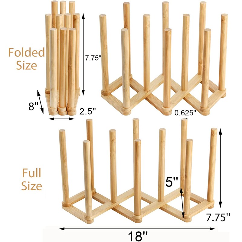 Yesland 2 Pack Wooden Bottle Drying Rack - Retractable Bamboo
