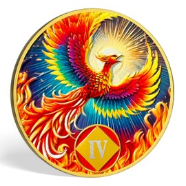 deDecoml Inspirational Phoenix Challenge Coin with Recovery Affirmation (1 Year)