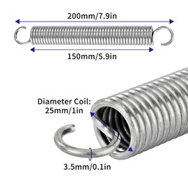 GUNGY Tension Springs with Hooks Stainless Steel Tension Spring 200 mm Outer Diameter 25 mm Wire Diameter 3.5 mm Maximum Tensile Force 30 kg 3.5 x 25 x 200 mm Pack of 2