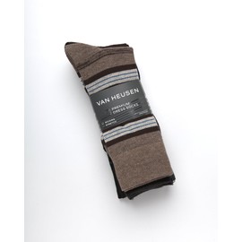 Van Heusen Men's Dress Socks - 7 Pack Premium Stretch Moisture Wicking Crew Socks with Reinforced Heel and Toe (Size: 6-12.5), Size 6-12.5, Tan Stripe