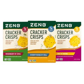 ZENB Cracker Crisps - Gluten Free Crackers Made From Yellow Peas, Non-GMO, 5g of Protein & 3g of Fiber In Every 30g Serving - Everything N’ Dill, Rosemary N’ Chia, & Salt N’ More - Variety Pack - 4.2 oz Boxes (Pack of 3)