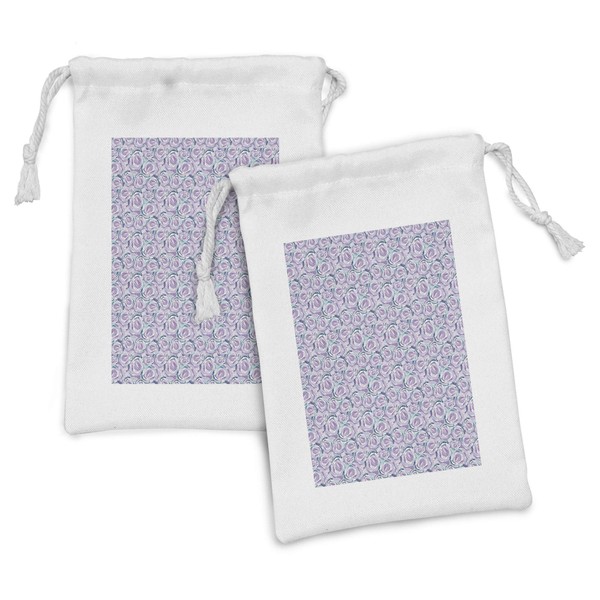 Ambesonne Floral Fabric Pouch Set of 2, Overview Pattern of