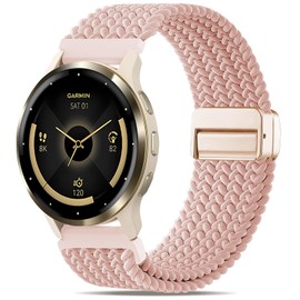 Oanux 18mm Magnetic Braided Compatible with Garmin Venu 3s Watch Band/Venu 4 41mm/Vivoactive 4s/Venu 2s/Vivomove 3s/Forerunner 255S/Forerunner 265S, Elastic Nylon Sport Stretchy Strap for Women Men