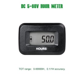 Yooreal Digital OEM Maintenance Hour Meter Gauge,Volt DC 5V-60V,Works on Various of ZTR/Riding Lawn Mower Tractor Snow Blower Land Edger Pressure Washer Tractor