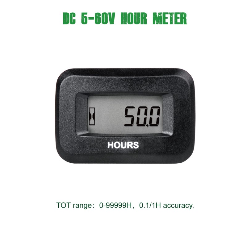 Yooreal Digital OEM Maintenance Hour Meter Gauge,Volt DC 5V-60V,Works on